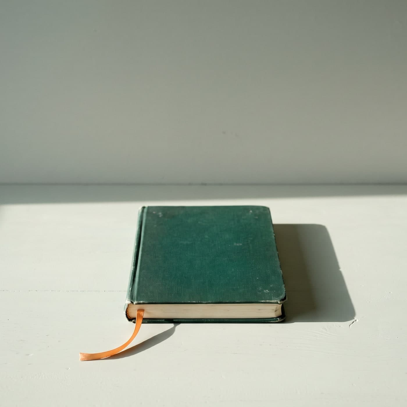 A closed notebook with a ribbon marker.