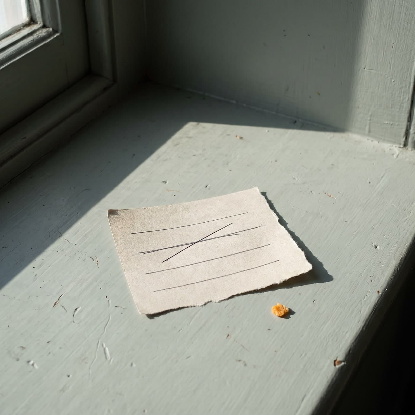 A handwritten list with one item crossed out.